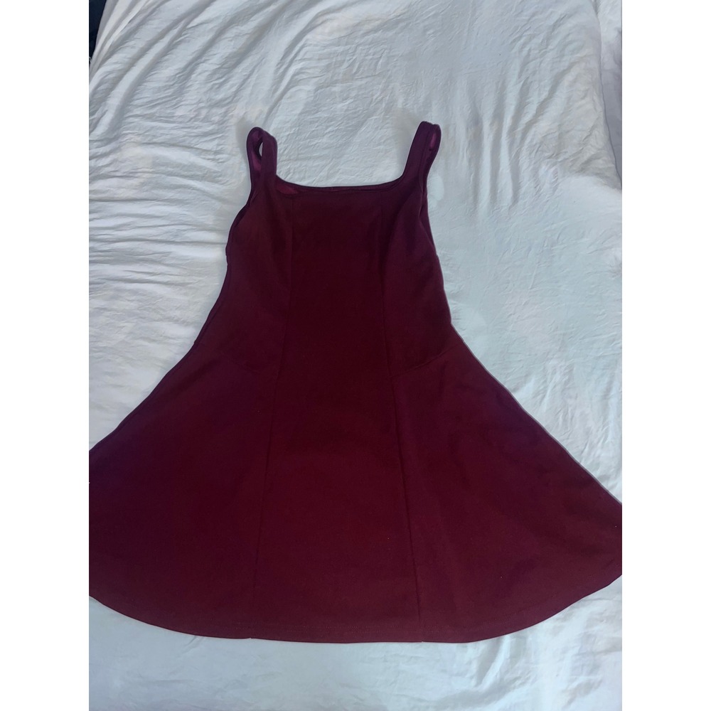 Burgundy Fit & Flare Dress‎ Sleeveless Casual Party Sundress Women's Medium
